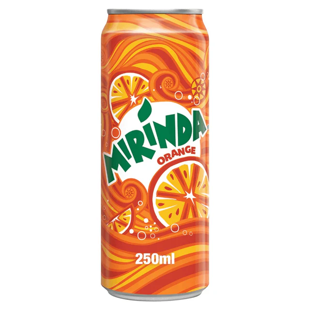 Mirinda Orange Can 250ml refreshing fizzy orange soft drink can