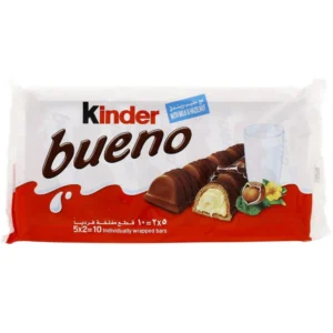 Kinder Bueno hazelnut milk chocolate wafer bars with creamy hazelnut filling